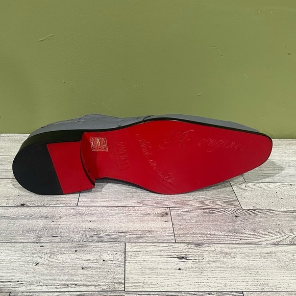 Finnex Italy Gray Ostrich Leather Men's Dress Shoes oxford - Picture 5 of 5